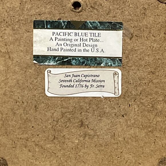 Pacific Blue Tile California Mission SAN JUAN CAPISTRANO Hand Painted Art Trivet - Picture 7 of 7
